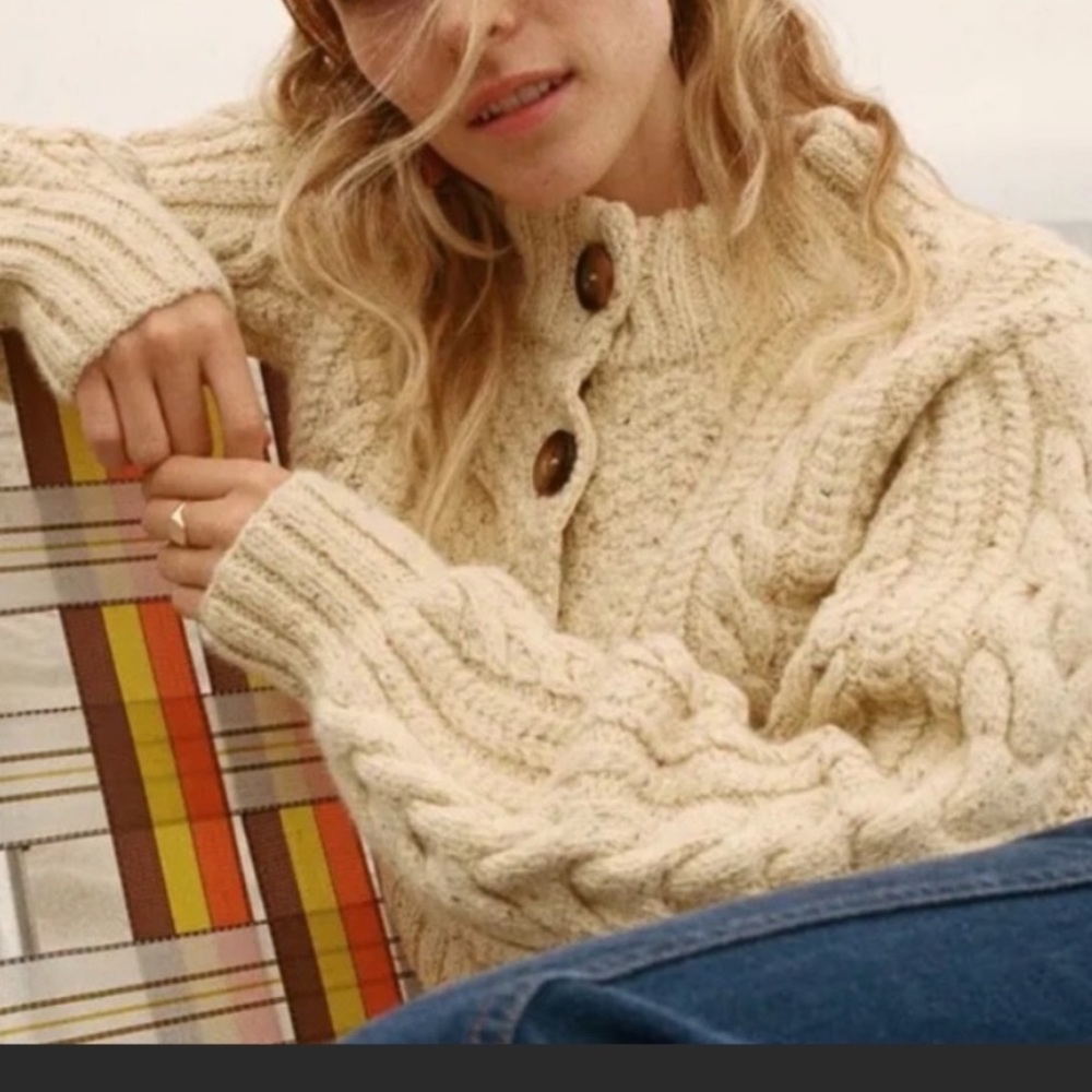 ✨ISO✨ Doen Cardiff Cardigan in Speckled Cream, Alpaca, SM